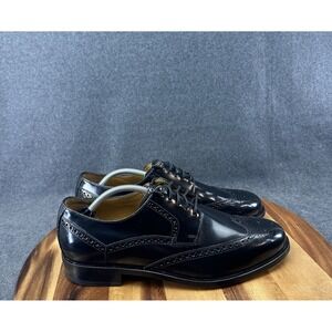 Cole Haan Shoes Mens 12M Carter Wingtip Oxford C07228 Black Leather Lace Worn 1x